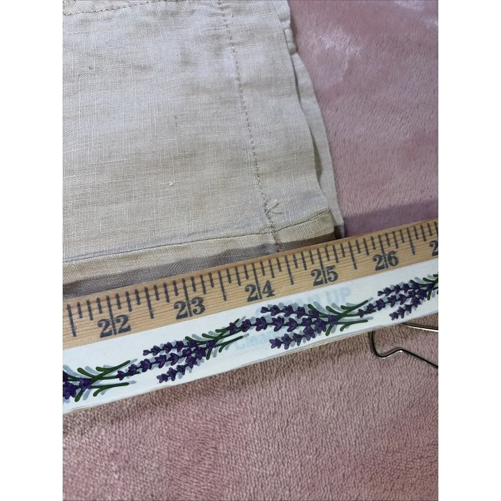 Nicole Miller High Rise Wide Leg 100% Linen Cropped Pants Sz 2. Khaki.